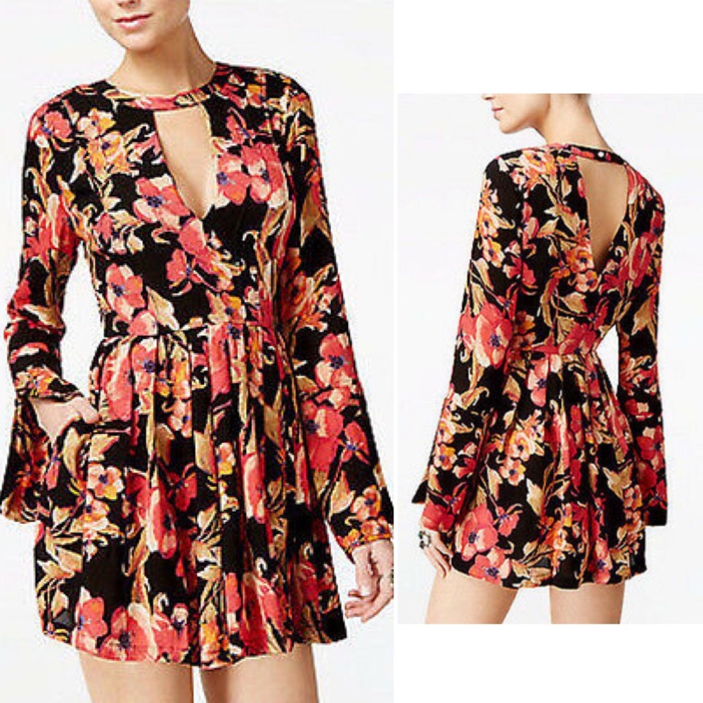 NWOT Free People Floral Printed Tegan Mini Dress